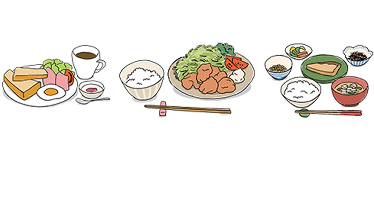 1日3回食事をとり、栄養バランスよく食べましょう