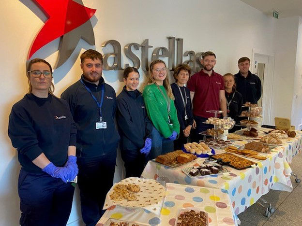 Astellas employees in Ireland providing food to local community members in need.