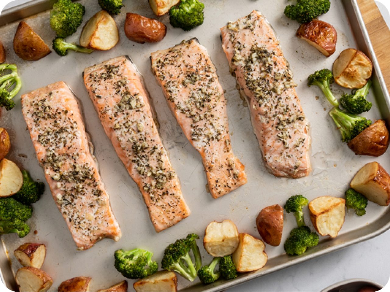 Image of Sheet Pan Salmon with Potatoes & Broccoli